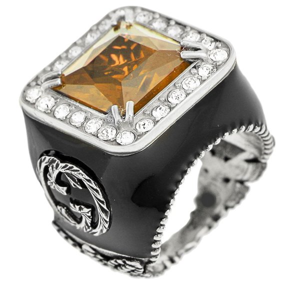 Gucci GG Crystal-embellished Signet Ring in Orange - Picture 2 of 7